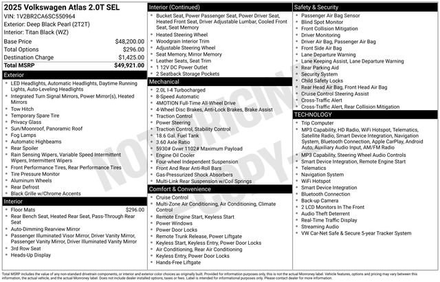 Certified 2025 Volkswagen Atlas SEL AWD/4WD image 33