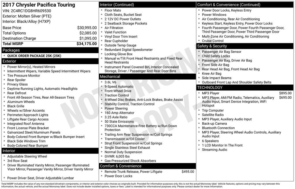 Used 2017 Chrysler Pacifica Touring FWD image 31
