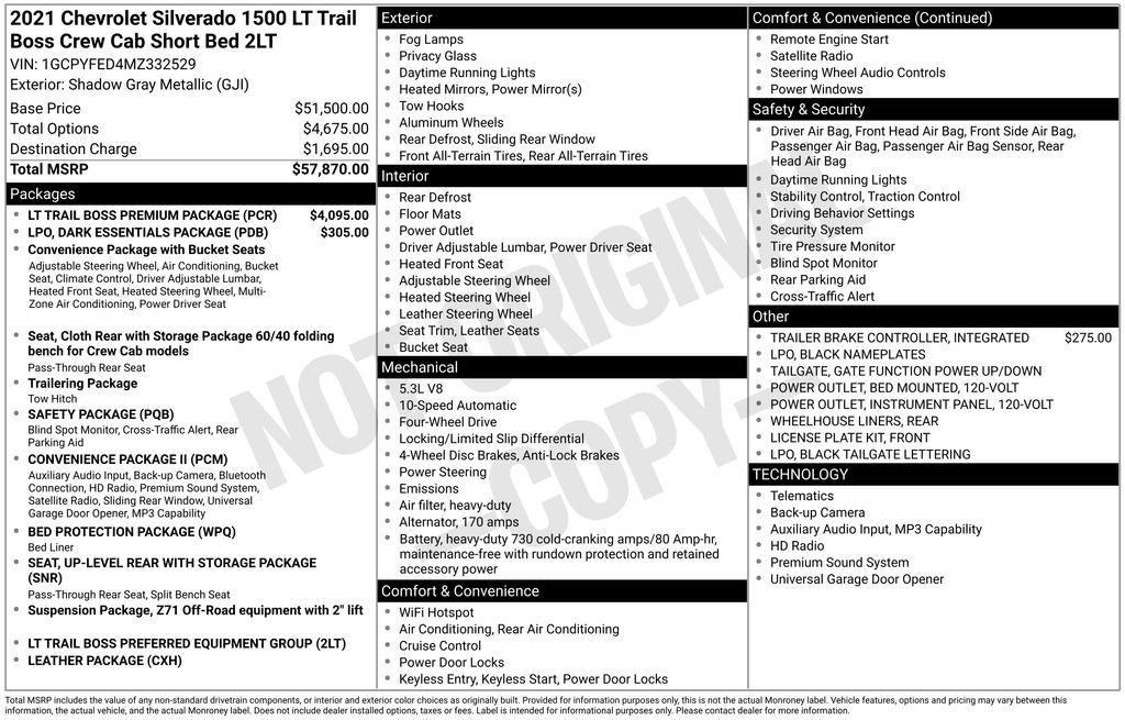 Used 2021 Chevrolet Silverado 1500 LT Trail Boss w/ LT Trail Boss Premium Package image 10