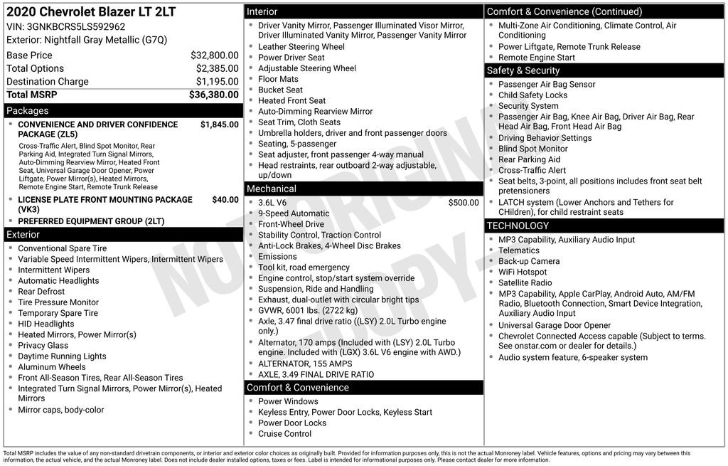 Certified 2020 Chevrolet Blazer LT FWD image 39