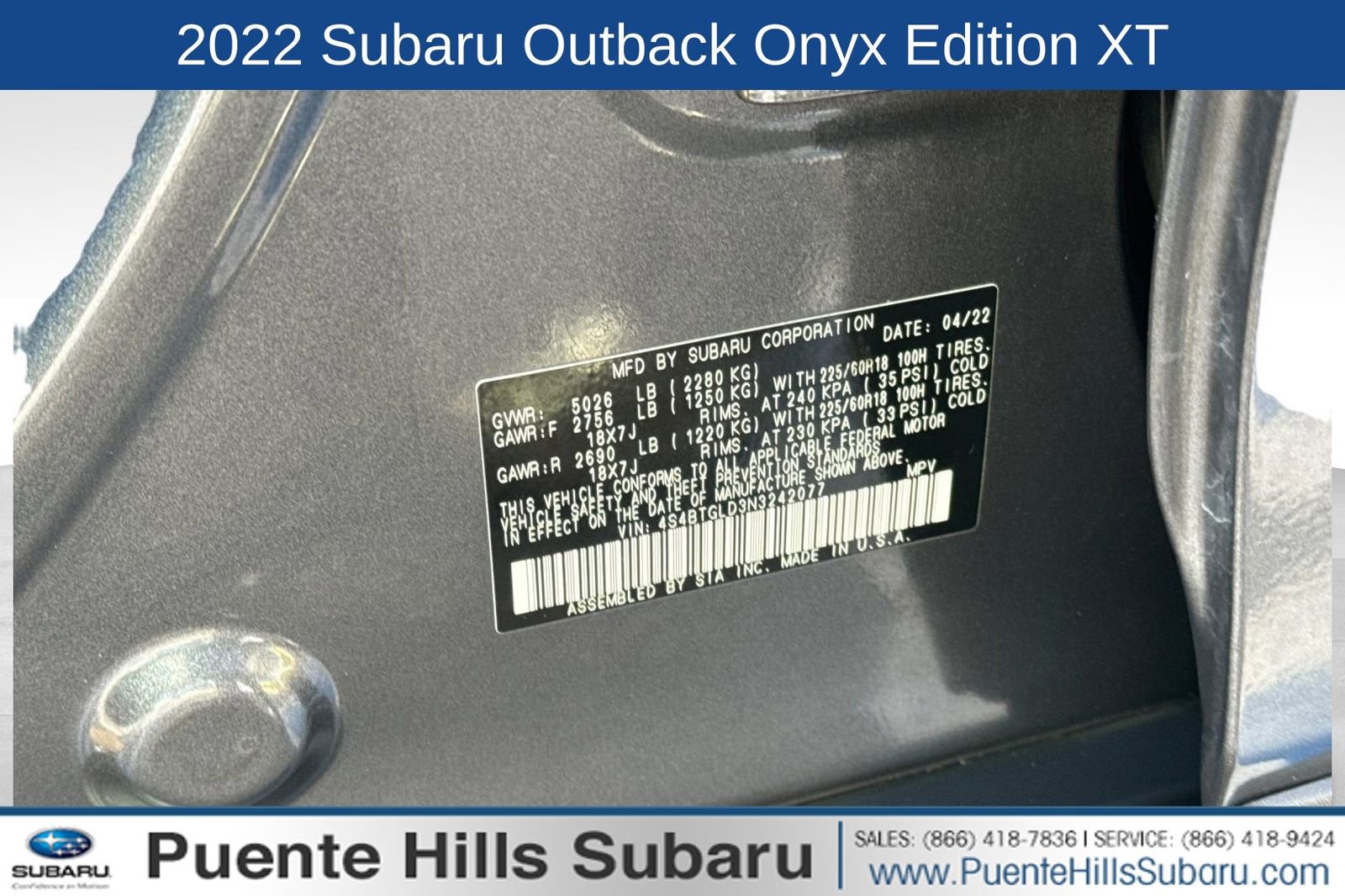 Used 2022 Subaru Outback Onyx Edition XT w/ Popular Package #2
