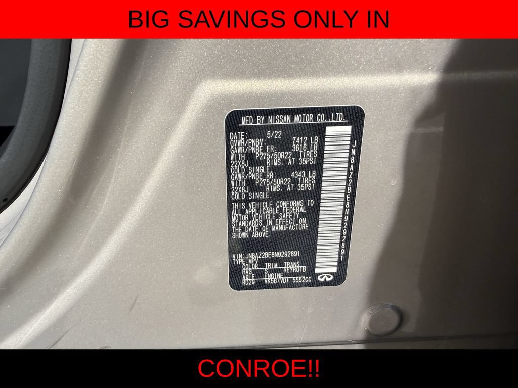 Used 2022 INFINITI QX80 Sensory w/ All-Season Package AWD/4WD image 29