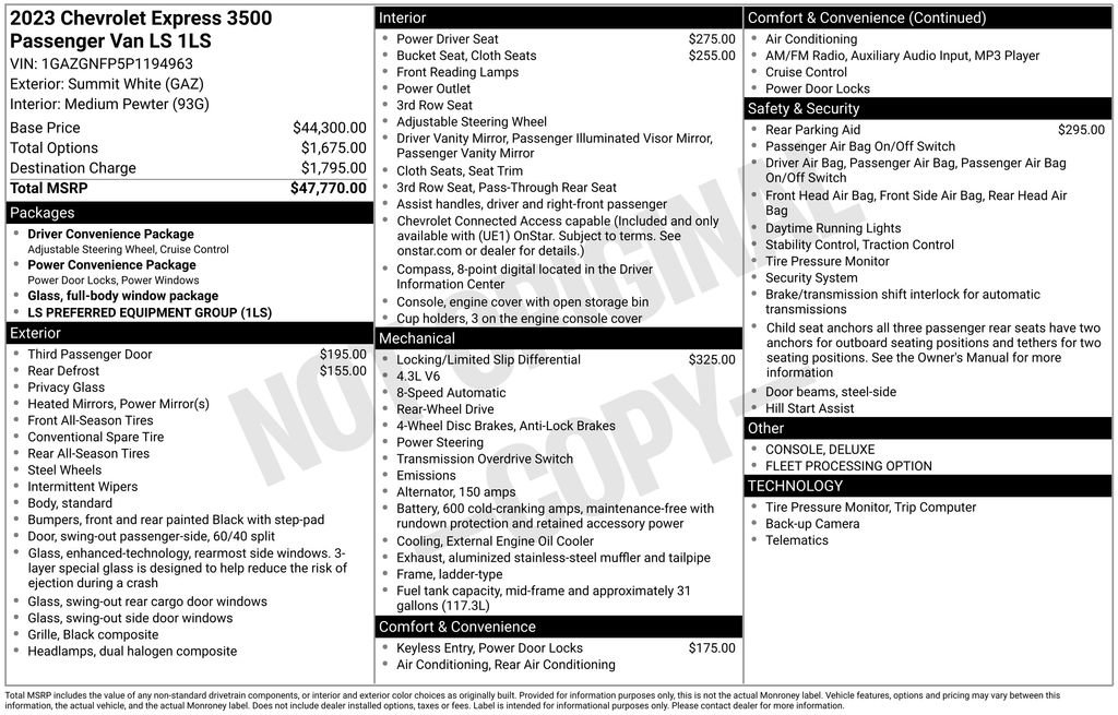 Used 2023 Chevrolet Express 3500 LS RWD image 46