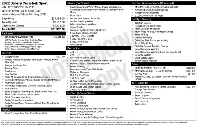 Used 2022 Subaru Crosstrek 2.5i Sport w/ Moonroof Package image 36