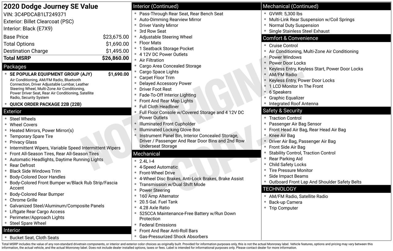 Used 2020 Dodge Journey SE w/ SE Popular Equipment Group FWD image 25