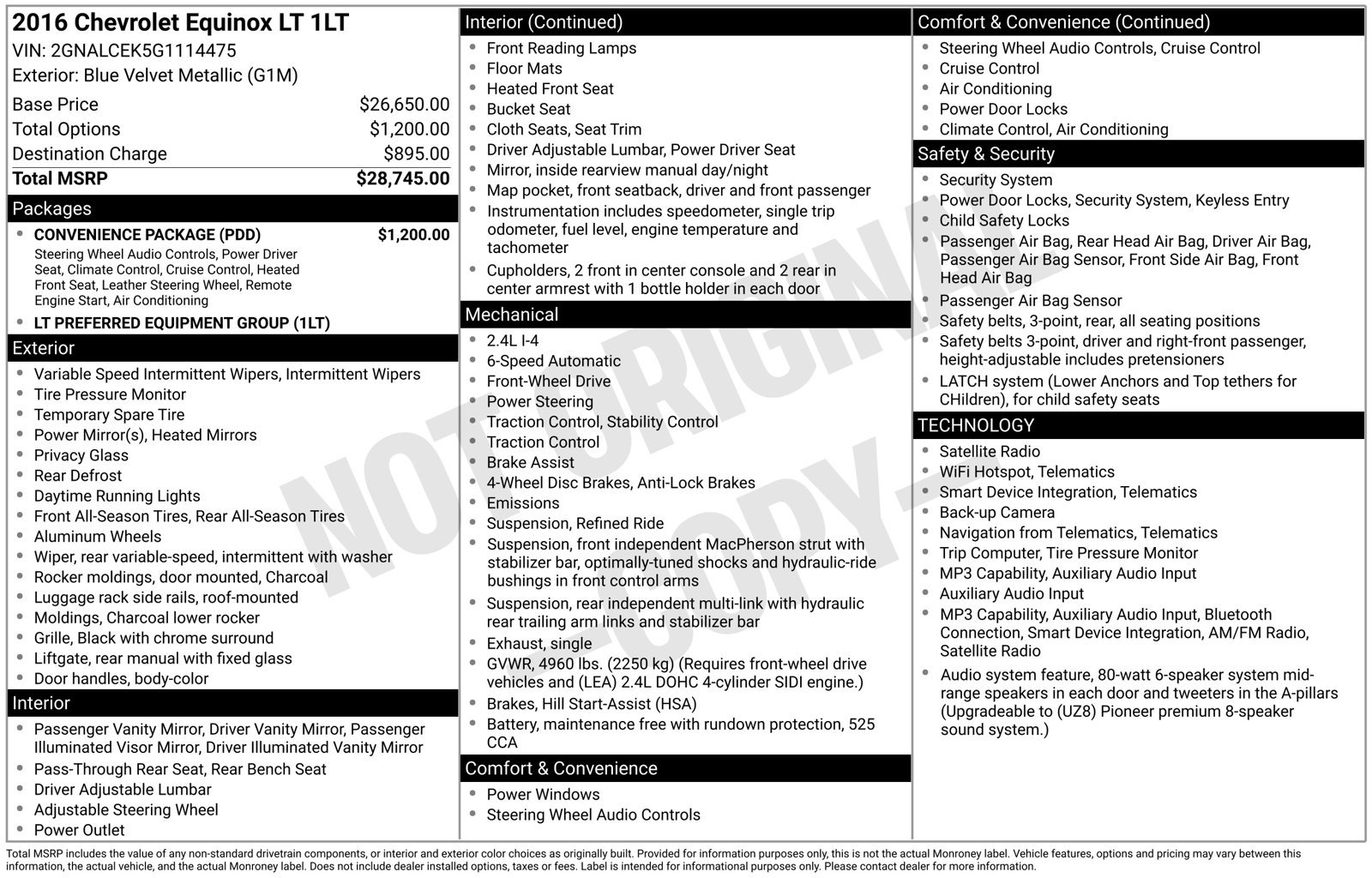 Used 2016 Chevrolet Equinox LT w/ Convenience Package FWD image 5
