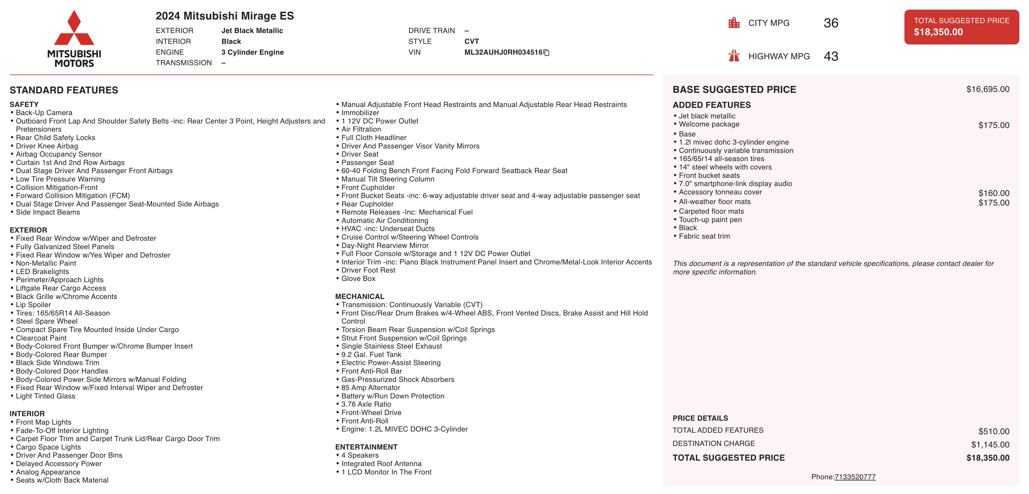 Used 2024 Mitsubishi Mirage ES image 3