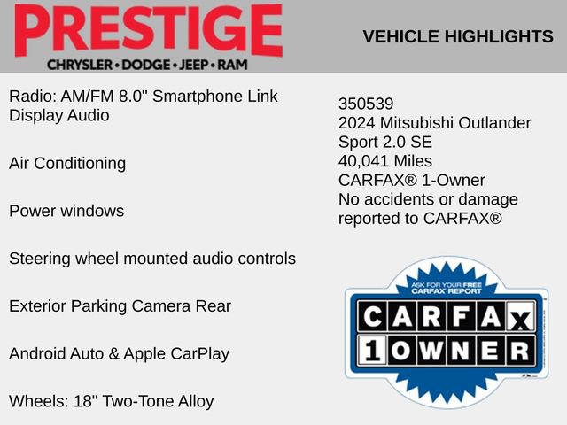 Used 2024 Mitsubishi Outlander Sport SE image 2