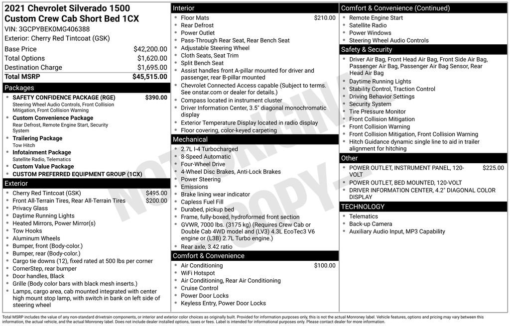 Used 2021 Chevrolet Silverado 1500 Custom w/ Safety Confidence Package AWD/4WD image 34