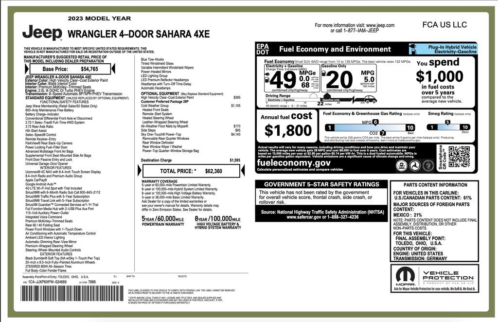 Certified 2023 Jeep Wrangler Unlimited Sahara w/ Cold Weather Group image 2