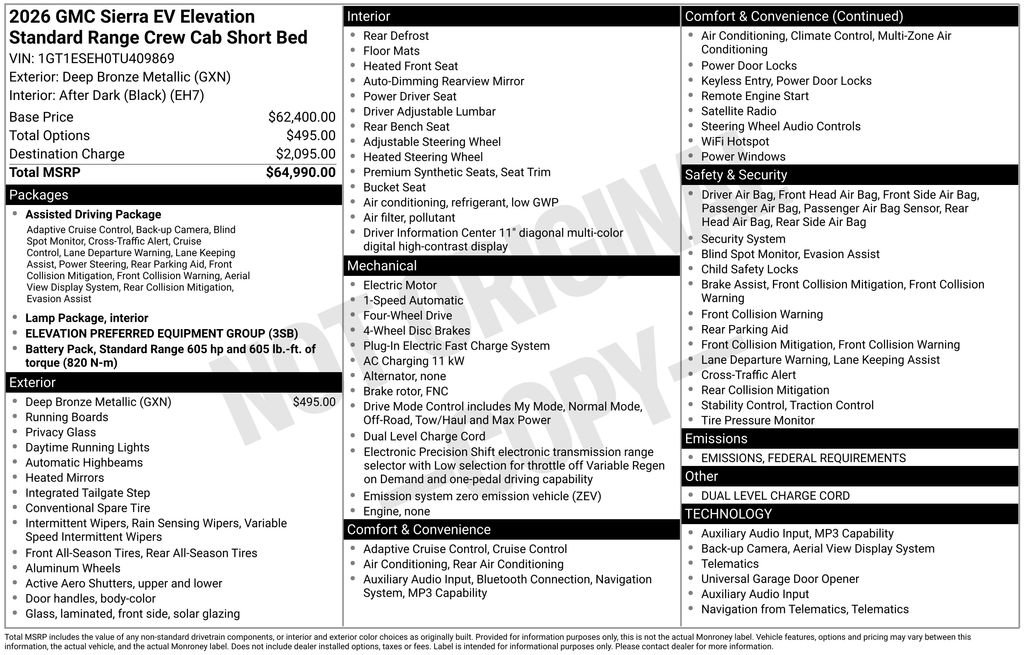 New 2026 GMC Sierra EV Elevation image 4