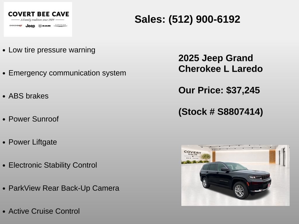 New 2025 Jeep Grand Cherokee L Laredo w/ Luxury Tech Group I RWD image 19