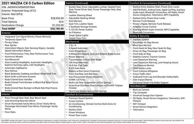 Used 2021 MAZDA CX-5 Carbon Edition image 2