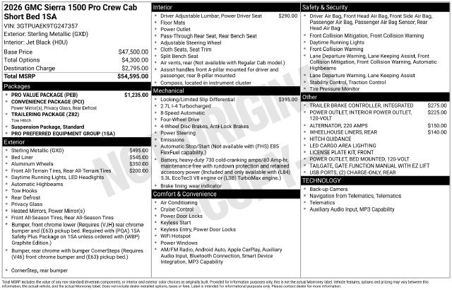 New 2026 GMC Sierra 1500 Pro w/ Pro Value Package AWD/4WD image 4