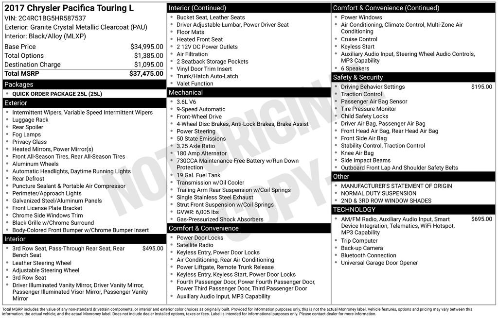 Used 2017 Chrysler Pacifica Touring-L FWD image 33