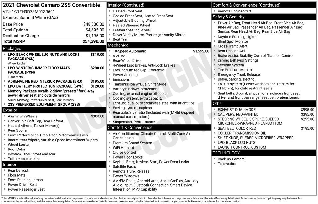 Used 2021 Chevrolet Camaro SS RWD image 56
