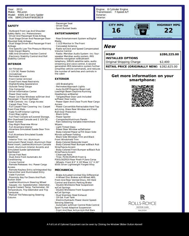 Used 2015 McLaren 650S Spider video 2