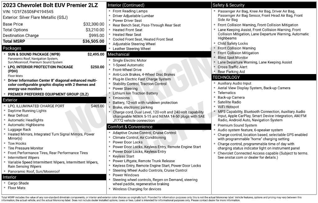 Used 2023 Chevrolet Bolt EUV Premier w/ Sun & Sound Package FWD image 24