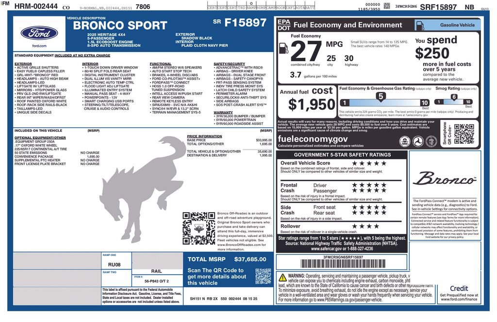 New 2025 Ford Bronco Sport Heritage w/ Convenience Package image 47