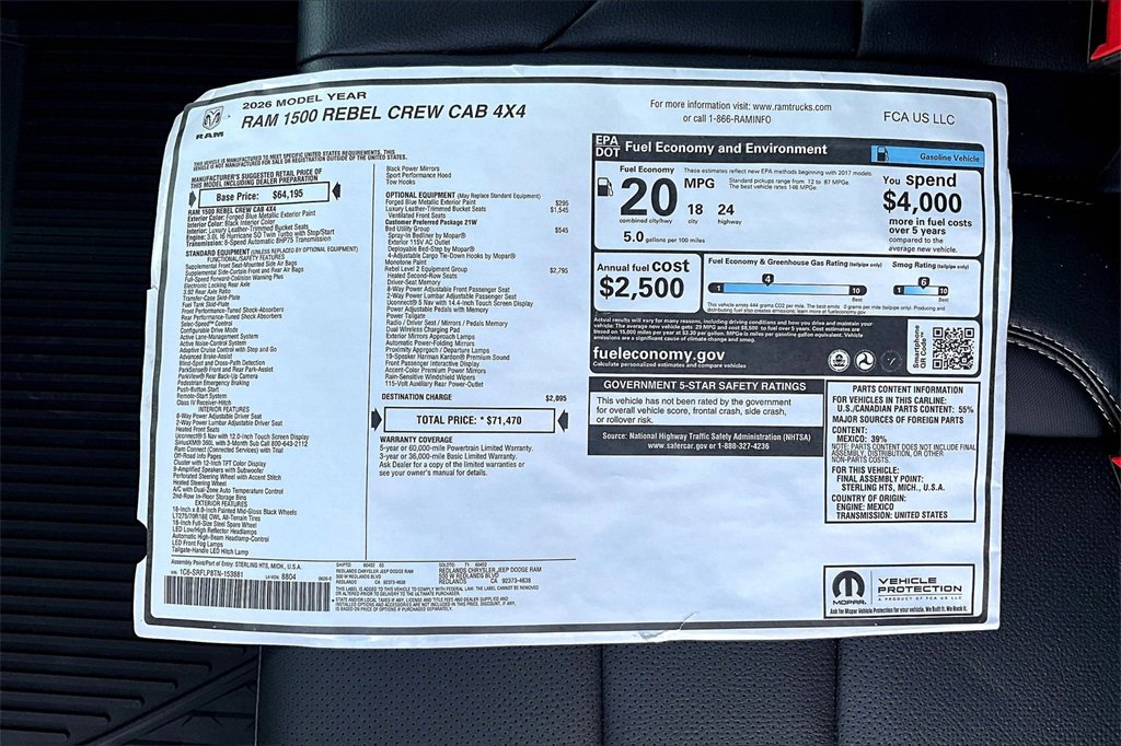 New 2026 RAM 1500 Rebel w/ Rebel Level 2 Equipment Group image 14