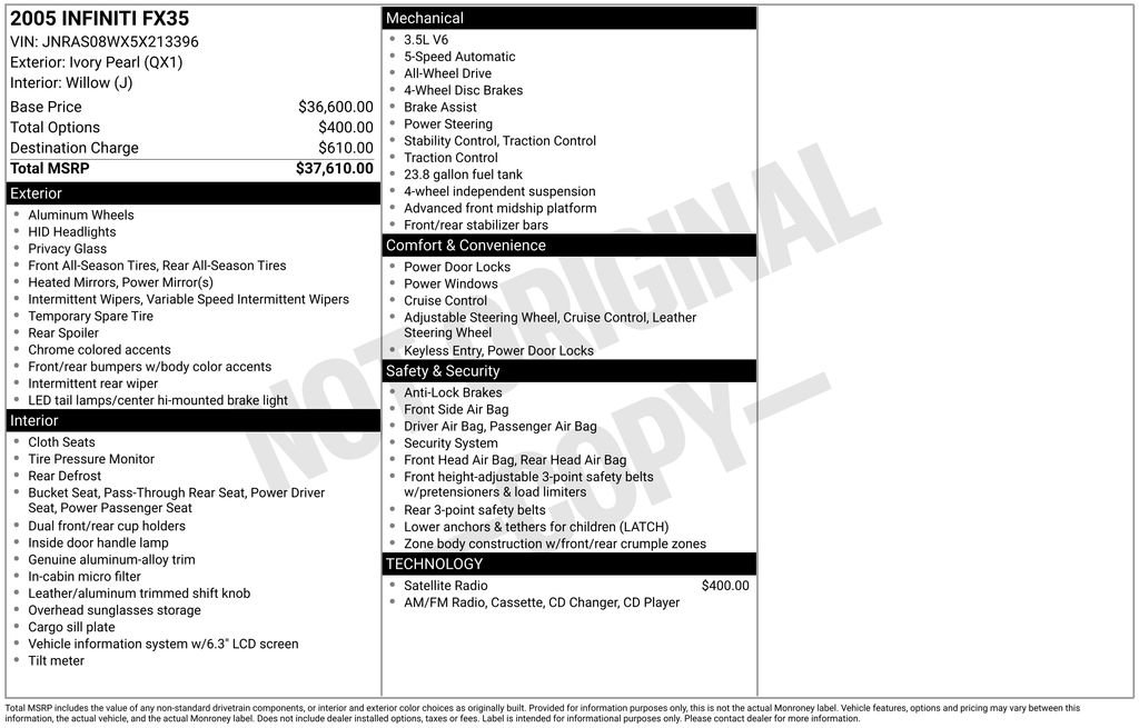 Used 2005 INFINITI FX35 AWD image 12