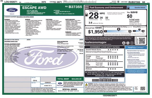 Used 2024 Ford Escape ST-Line w/ Tech Pack #1 AWD/4WD image 28