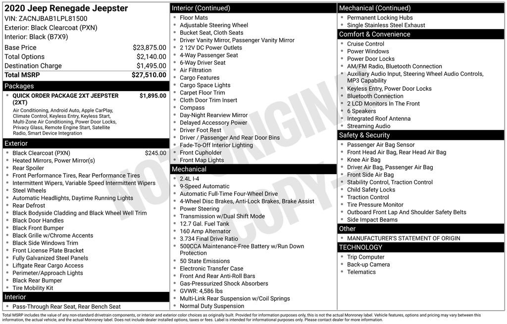 Used 2020 Jeep Renegade Sport AWD/4WD image 1