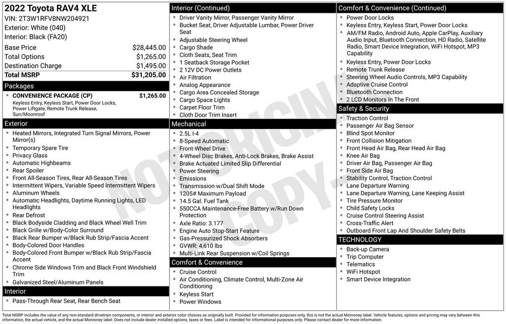Used 2022 Toyota RAV4 XLE w/ Convenience Package FWD image 33