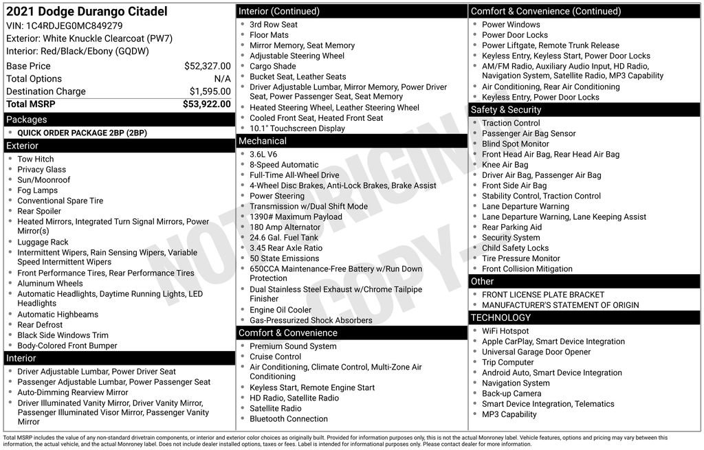 Used 2021 Dodge Durango Citadel image 9