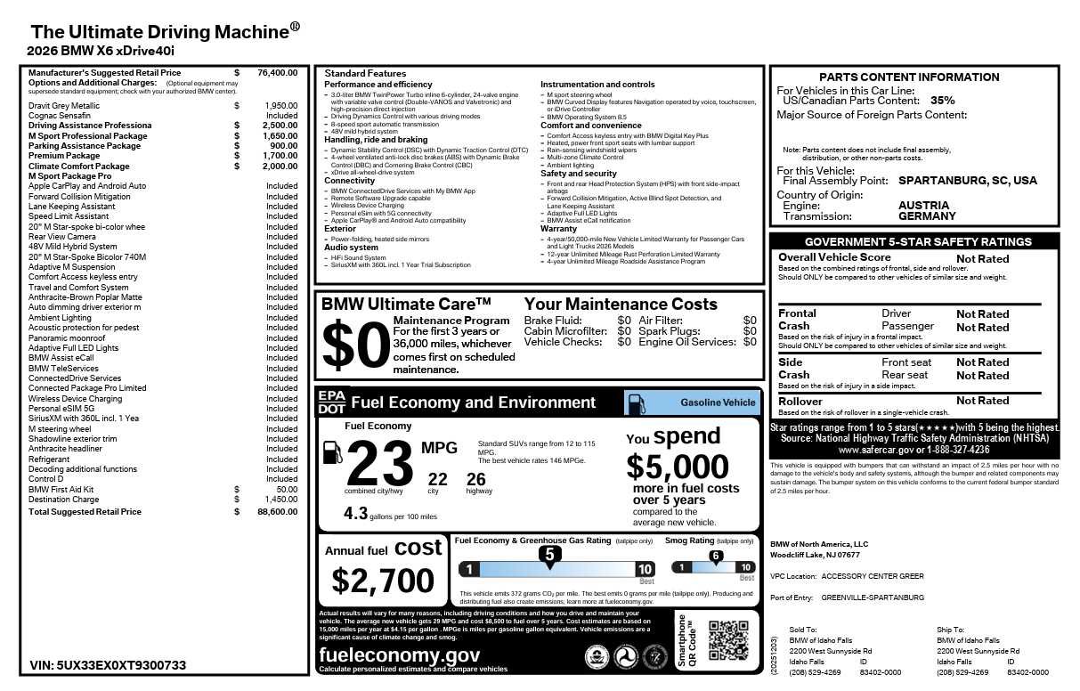 New 2026 BMW X6 xDrive40i image 9