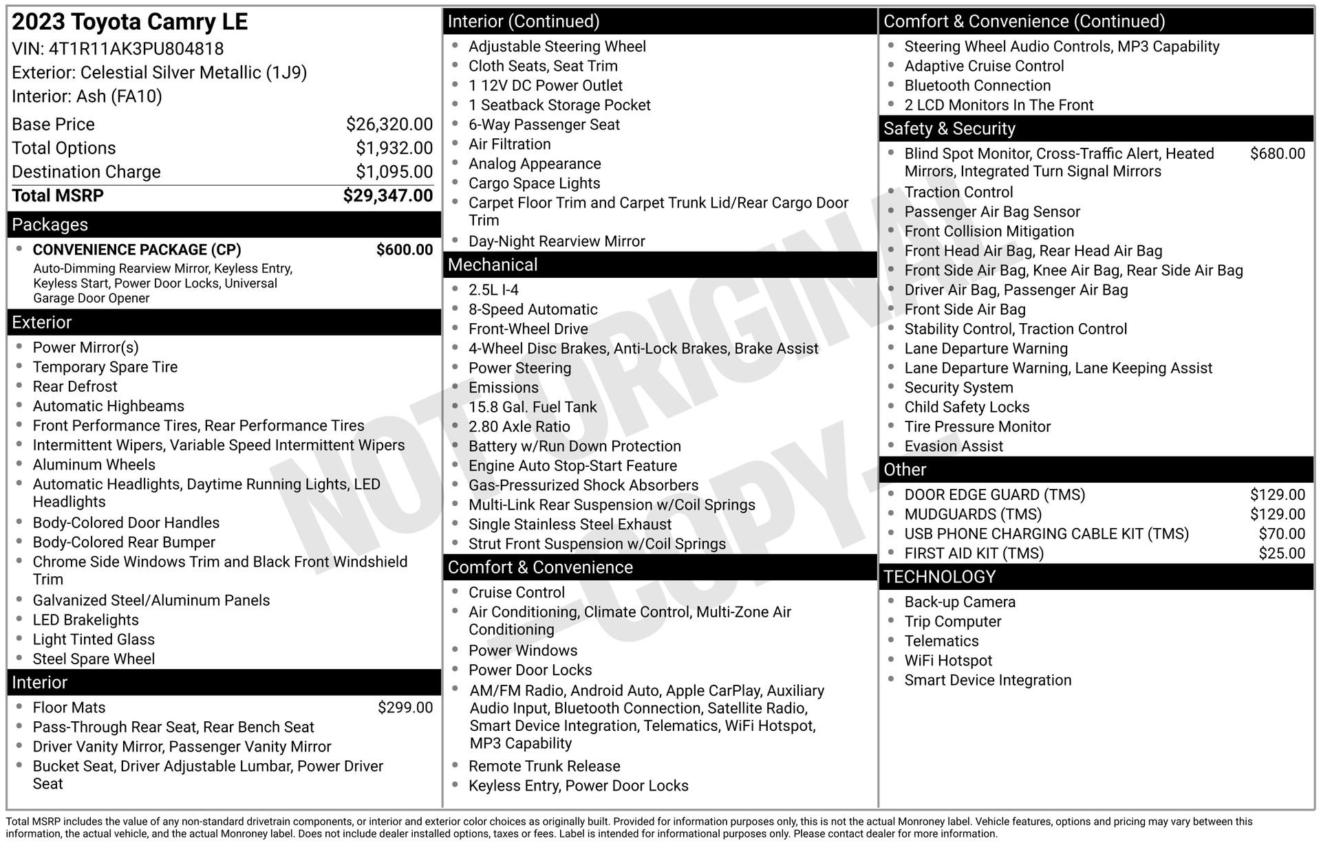 Used 2023 Toyota Camry LE w/ Convenience Package FWD image 3