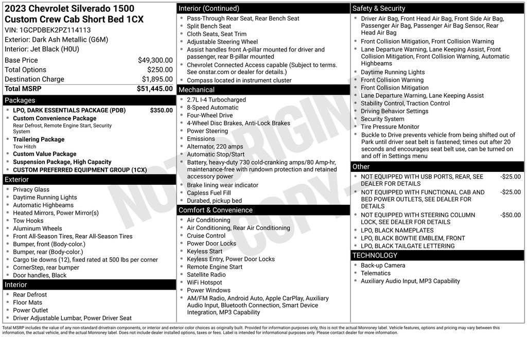 Used 2023 Chevrolet Silverado 1500 Custom w/ LPO, Dark Essentials Package image 3