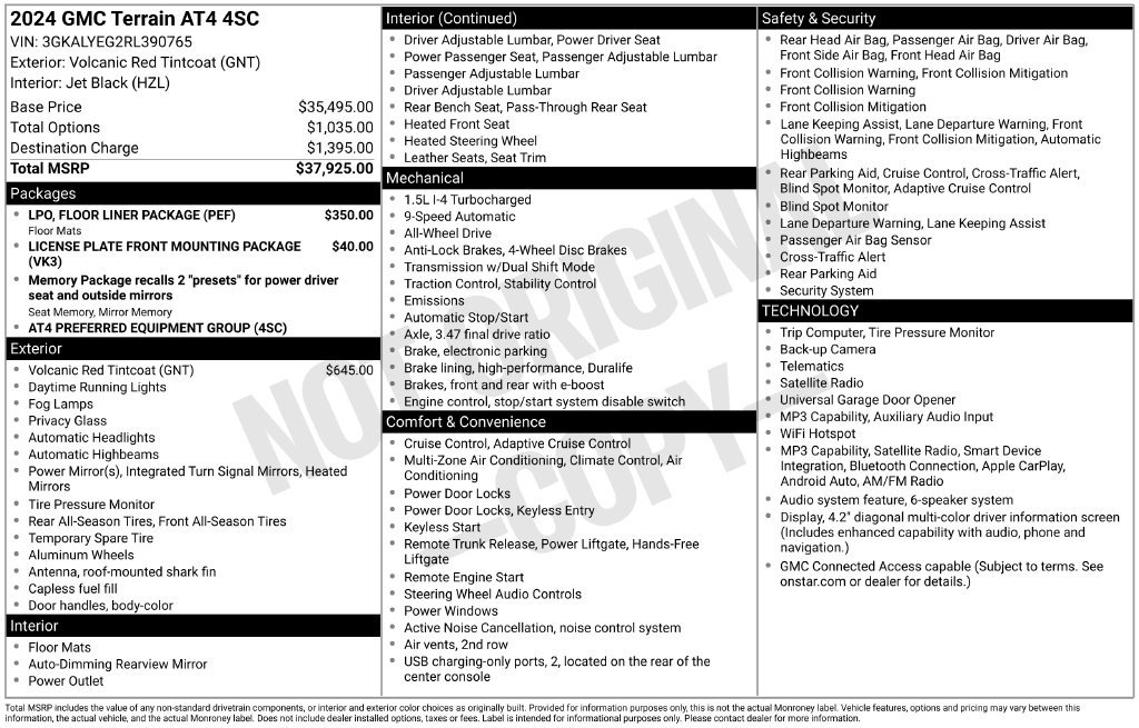 Used 2024 GMC Terrain AT4 w/ LPO, Floor Liner Package AWD/4WD image 55