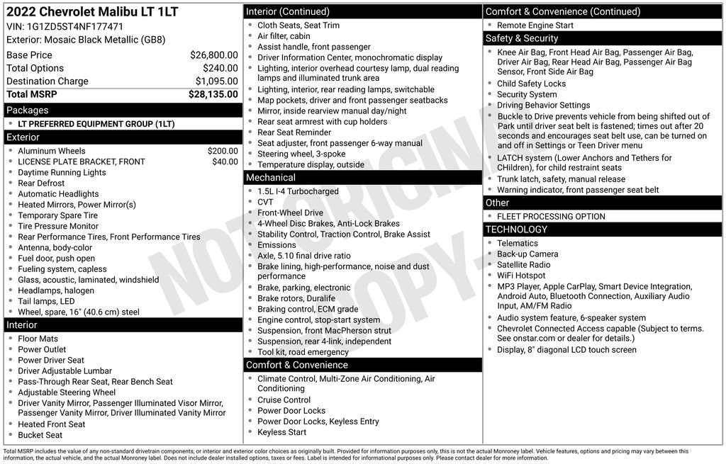 Used 2022 Chevrolet Malibu LT FWD image 32