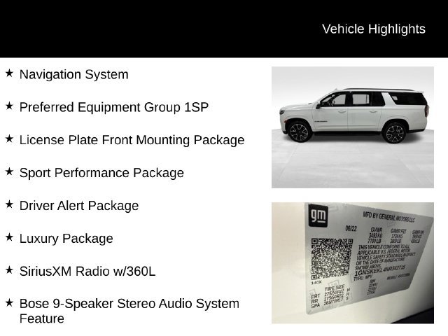 Certified 2022 Chevrolet Suburban RST w/ Sport Performance Package AWD/4WD image 27