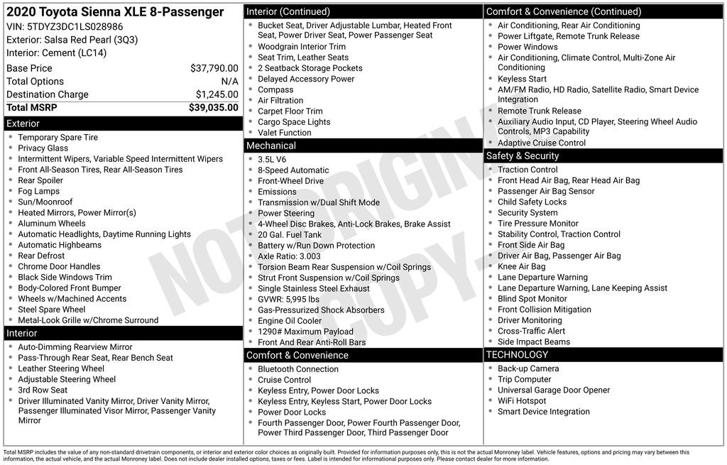 Used 2020 Toyota Sienna XLE FWD image 5