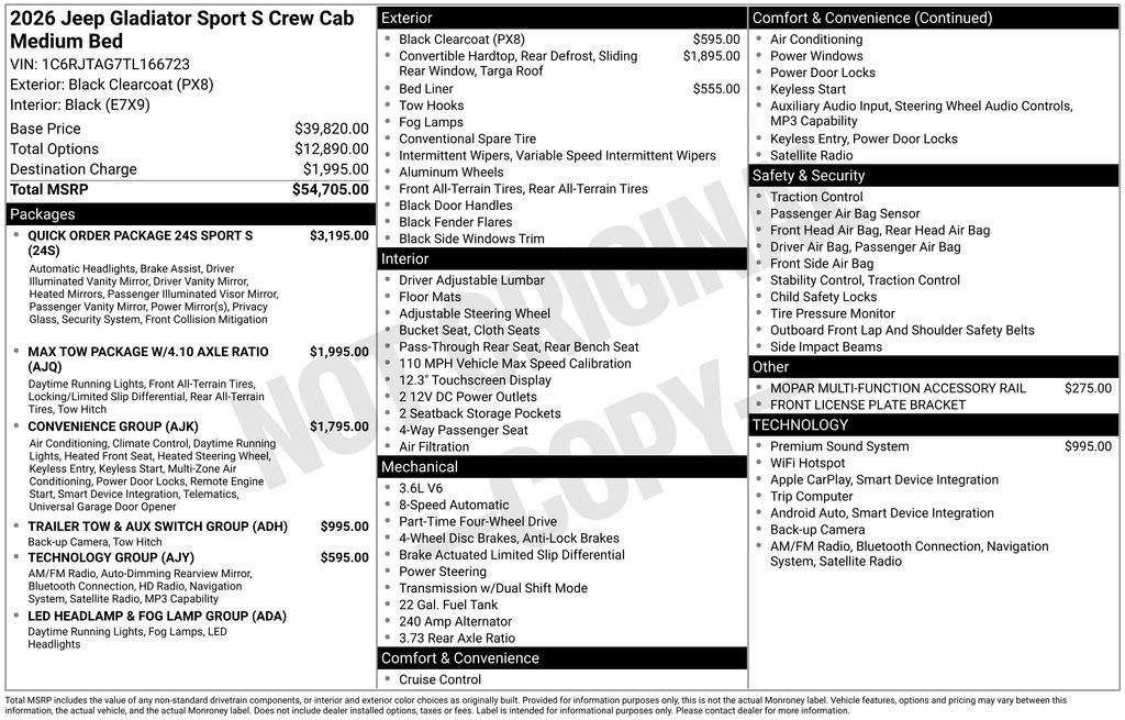 New 2026 Jeep Gladiator Sport AWD/4WD image 3