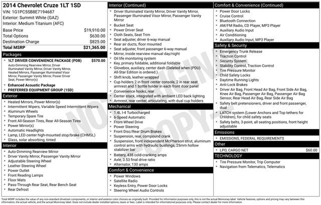 Used 2014 Chevrolet Cruze LT image 3