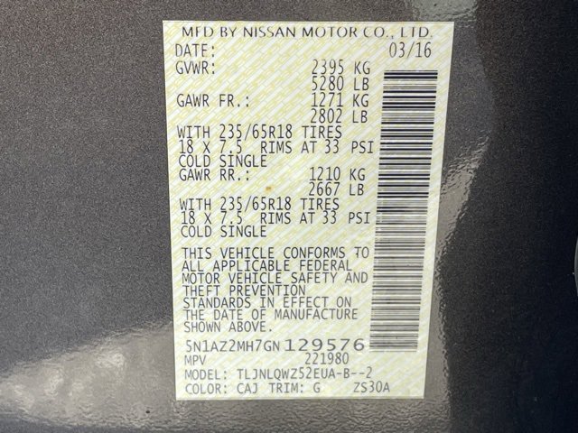 Used 2016 Nissan Murano SV w/ Premium Package image 23