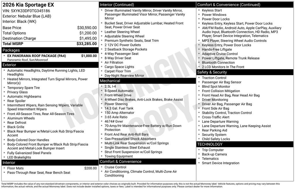 New 2026 Kia Sportage EX w/ EX Panorama Roof Package image 6