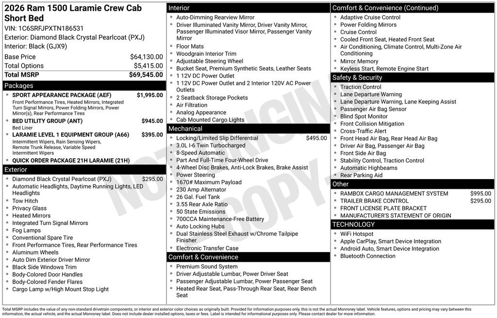 New 2026 RAM 1500 Laramie w/ Sport Appearance Package image 2