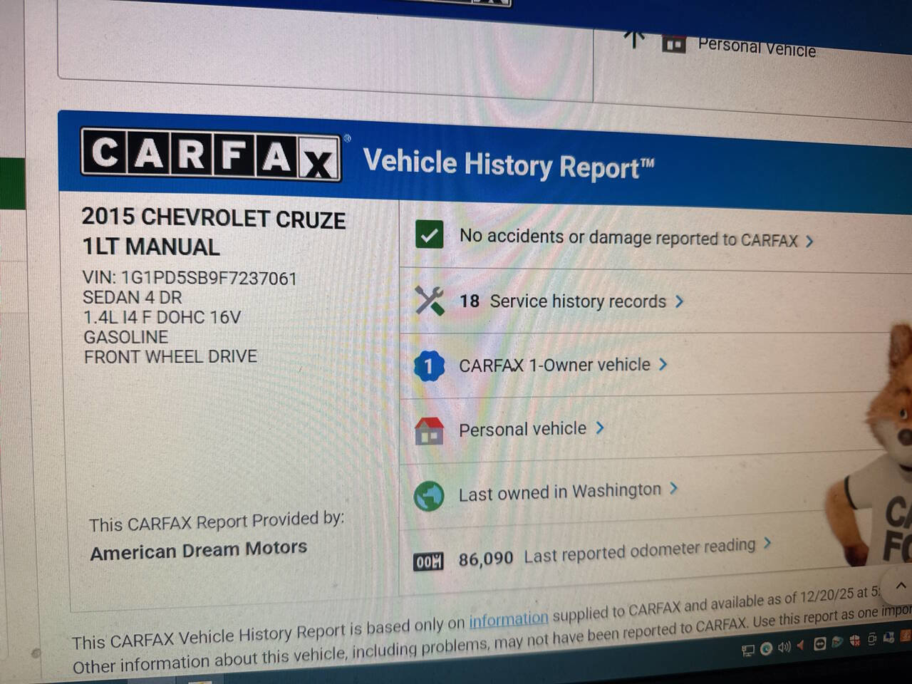 Used 2015 Chevrolet Cruze LT image 11