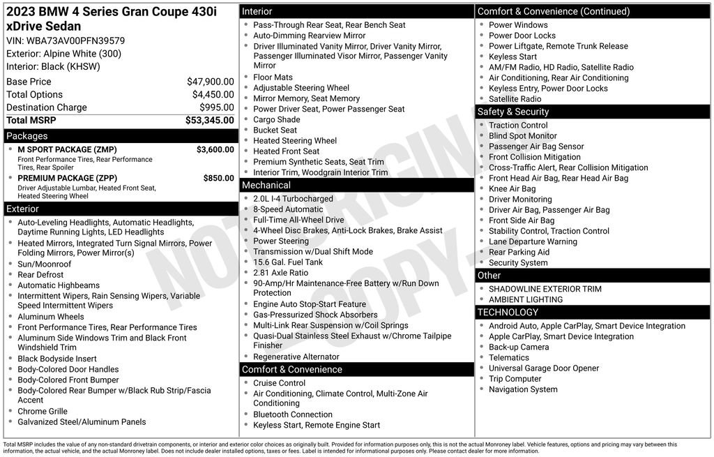 Used 2023 BMW 430i Gran Coupe xDrive w/ M Sport Package AWD/4WD image 7