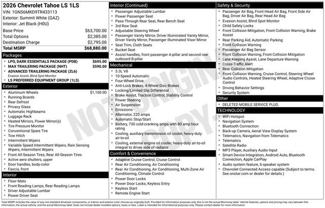 New 2026 Chevrolet Tahoe LS w/ LPO, Dark Essentials Package AWD/4WD image 36