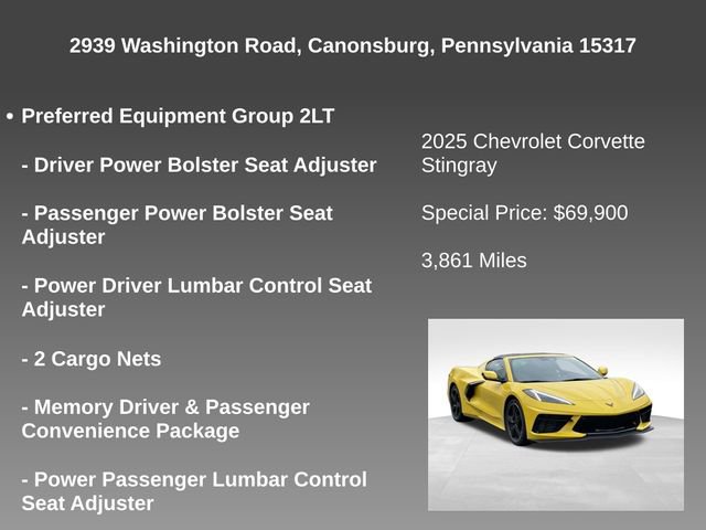 Used 2025 Chevrolet Corvette Stingray Preferred Cpe w/ Battery Protection Package image 9