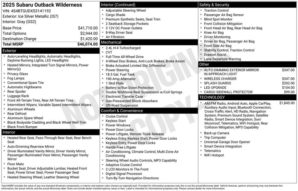 Certified 2025 Subaru Outback Wilderness image 7
