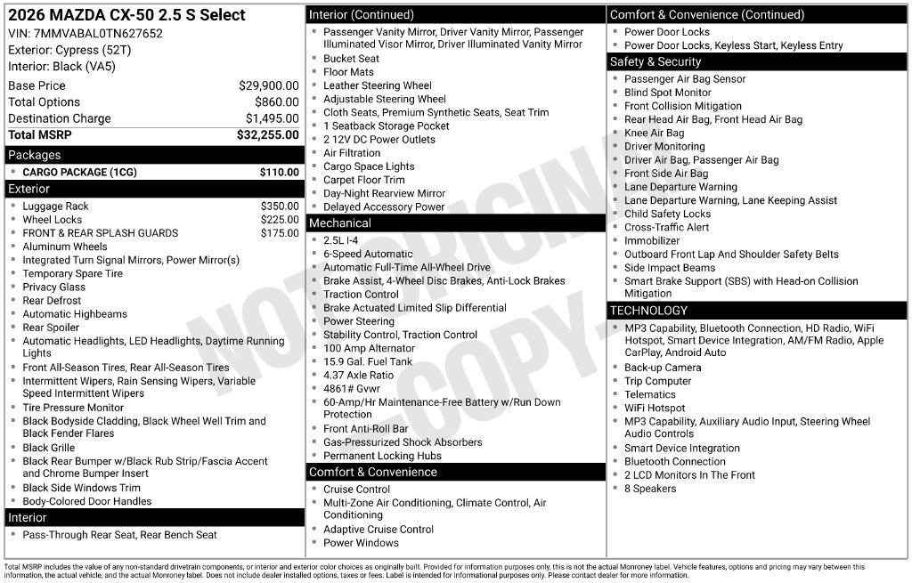 New 2026 MAZDA CX-50 AWD 2.5 S w/ Cargo Package image 2