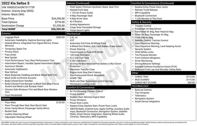 Certified 2022 Kia Seltos S AWD/4WD image 14