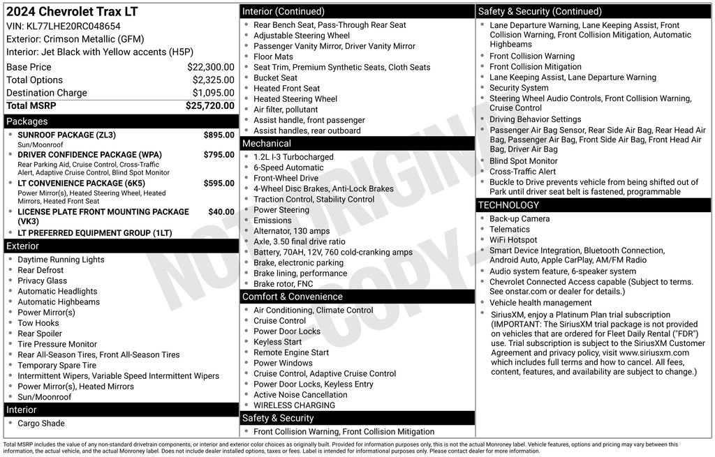 Used 2024 Chevrolet Trax LT w/ Sunroof Package FWD image 34