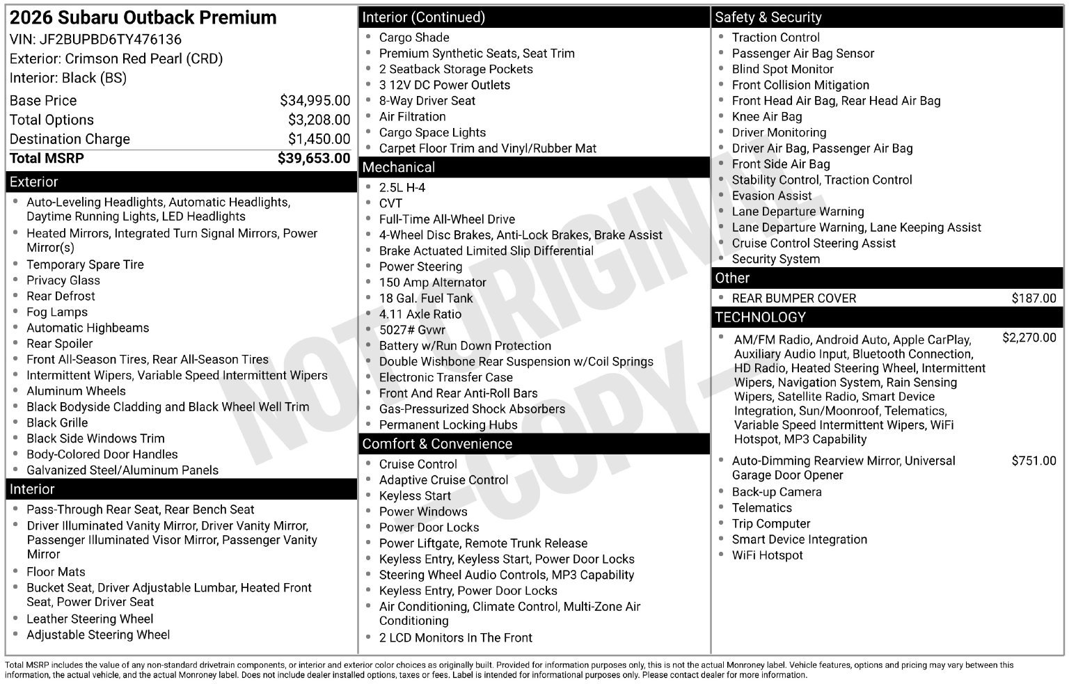 Certified 2026 Subaru Outback Premium AWD/4WD image 34